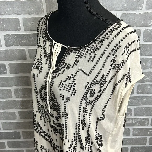 Gryphon New York Hand Beaded Silk Blouse Boho Embellished Top Women’s Small - Picture 7 of 12